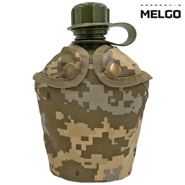 Фляга армійська 1л в чохлі Піксель Molle MELGO (фляга тактична польова індивідуальна) MG_CHL+FLG-Т_POLY фото