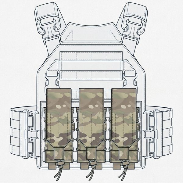 Підсумок під 1 магазин корпусний з клапаном Мультикам Cordura MELGO MG_М-1_PLAST-2_CORD_MULTI фото