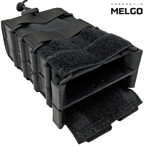 Подсумок на 2 магазина корпусный открытый Чёрный MELGO MG_MAG-2_PLAST_POLY фото