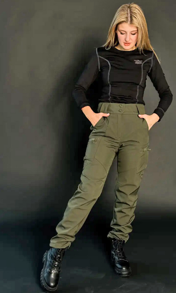 Жіночі тактичні штани Softshell на флісі Олива (44) MG_PANTS-SFHL_W фото