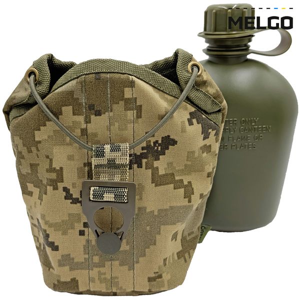 Фляга армійська 1л в чохлі Пиксель Cordura MELGO (фляга тактична польова індивідуальна) MG_CHL+FLG_CORD фото